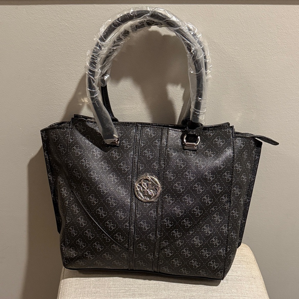 Guess Black and Gray Logo Tote